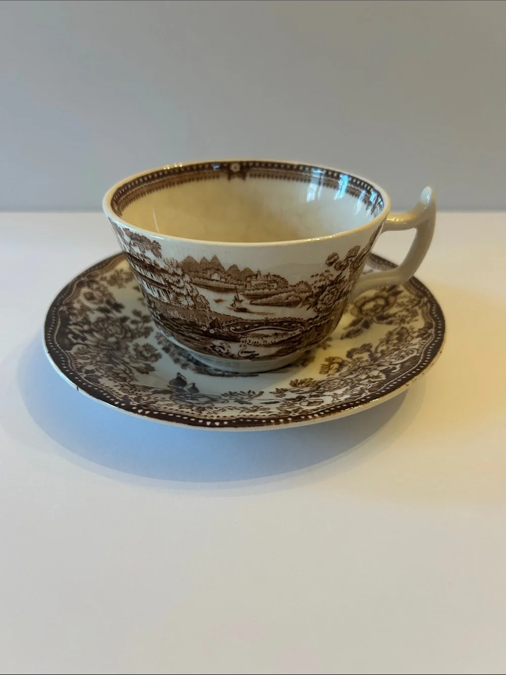 Royal Staffordshire Tonquin Brown Teacup & Saucer Set